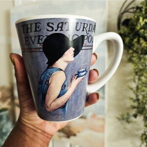 VTG The Saturday Evening Post Vogue Lady In the Wide Brim Hat Taper Style Coffee